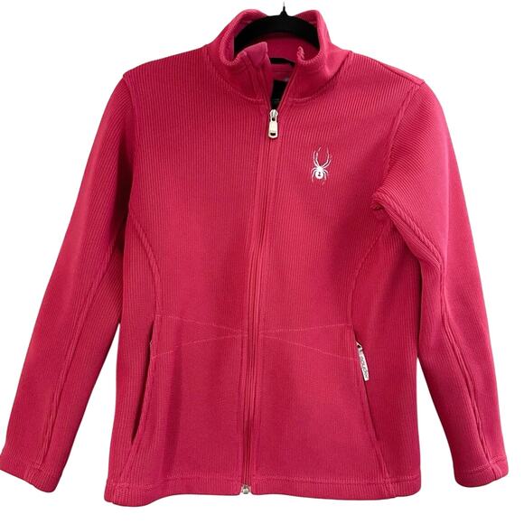 SPYDER Endure Hot Pink Mock Neck Fleece Lined Full Zip Jacket Women’s Sz Large - Picture 1 of 4